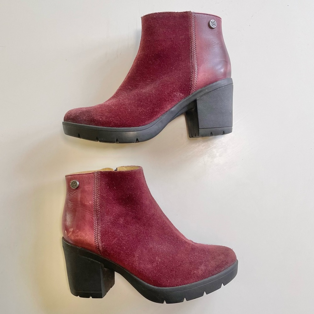 Maroon/red Bussola suede and leather booties
